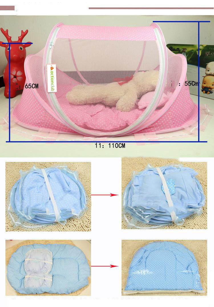 Fantastic Portable Foldable Baby Bed & Pillow Set – 2-Piece Net Design for Comfort & Protection - My Store