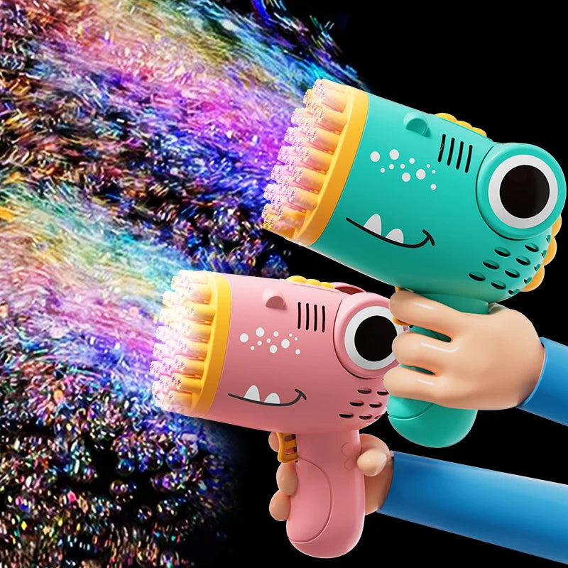 40-Hole Dinosaur Bubble Machine, Handheld Electric Bubble Gun for Outdoor Parties and Weddings (Bubble Solution Not Included) - My Store