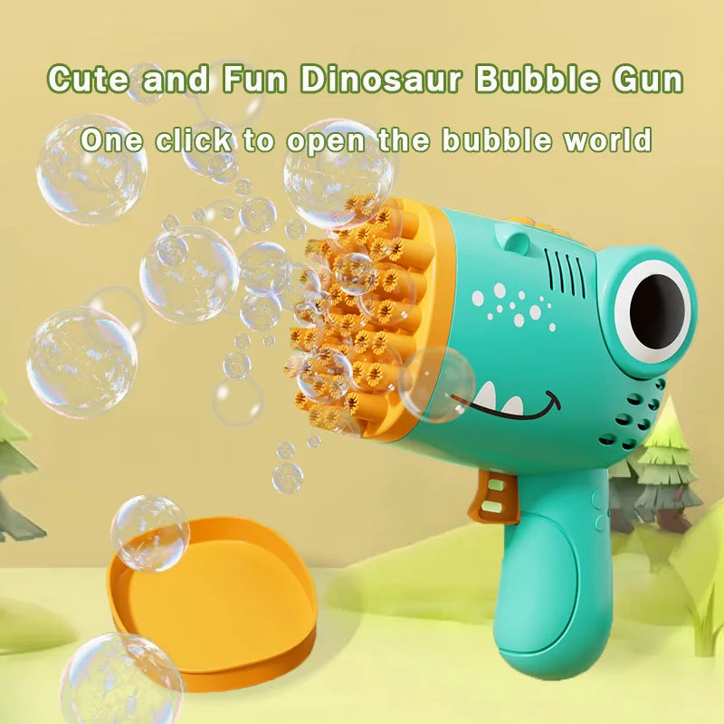 40-Hole Dinosaur Bubble Machine, Handheld Electric Bubble Gun for Outdoor Parties and Weddings (Bubble Solution Not Included) - My Store